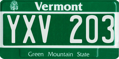 VT license plate YXV203