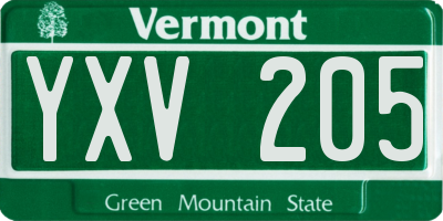 VT license plate YXV205