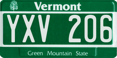 VT license plate YXV206