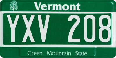VT license plate YXV208