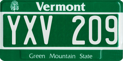 VT license plate YXV209