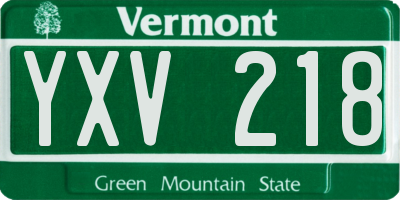 VT license plate YXV218