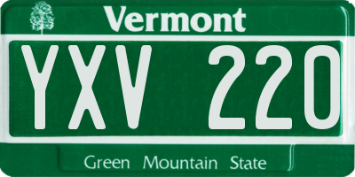 VT license plate YXV220