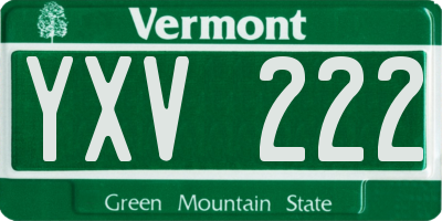 VT license plate YXV222
