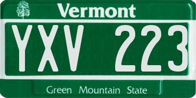 VT license plate YXV223