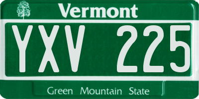 VT license plate YXV225