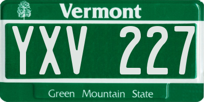 VT license plate YXV227