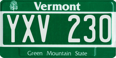 VT license plate YXV230