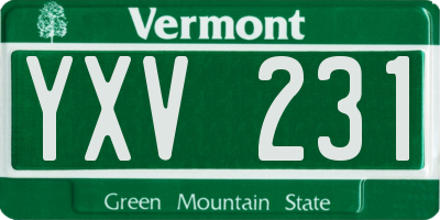 VT license plate YXV231