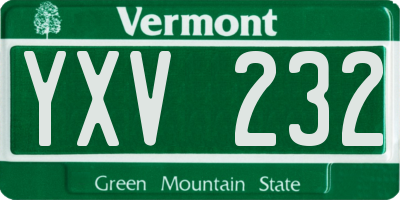 VT license plate YXV232