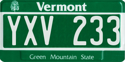 VT license plate YXV233