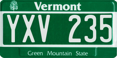 VT license plate YXV235