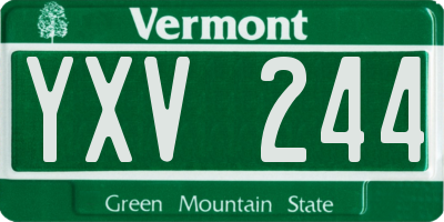 VT license plate YXV244