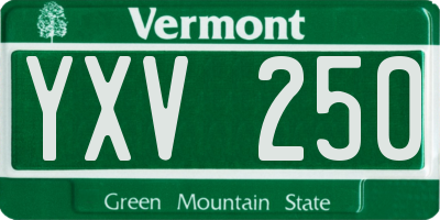 VT license plate YXV250