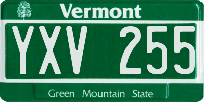 VT license plate YXV255