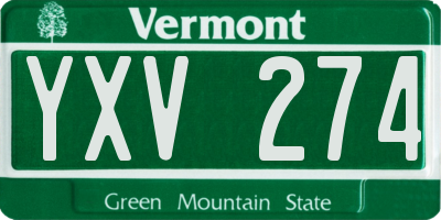VT license plate YXV274
