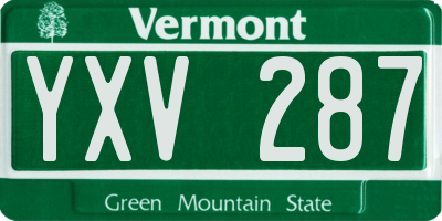 VT license plate YXV287