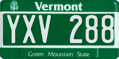VT license plate YXV288