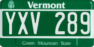VT license plate YXV289