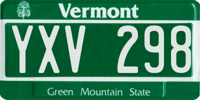 VT license plate YXV298