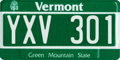 VT license plate YXV301