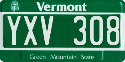 VT license plate YXV308