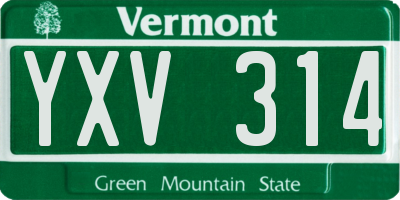 VT license plate YXV314