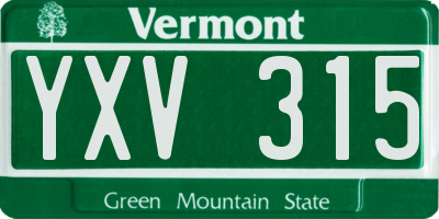 VT license plate YXV315