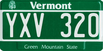 VT license plate YXV320