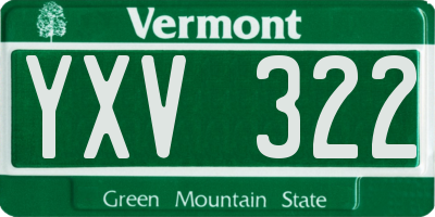 VT license plate YXV322