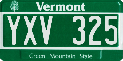 VT license plate YXV325