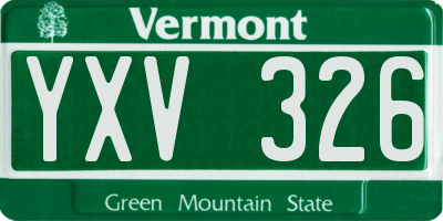 VT license plate YXV326
