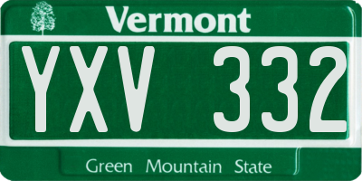 VT license plate YXV332