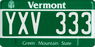 VT license plate YXV333