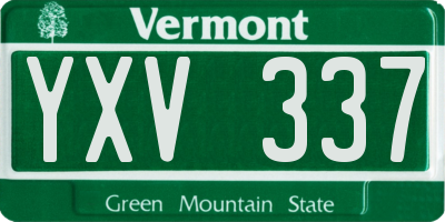 VT license plate YXV337