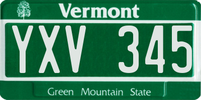 VT license plate YXV345