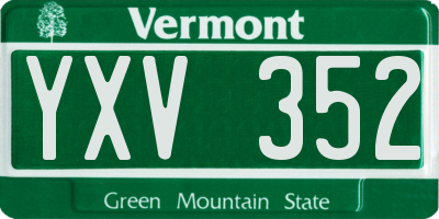 VT license plate YXV352