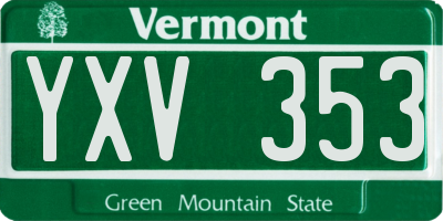 VT license plate YXV353
