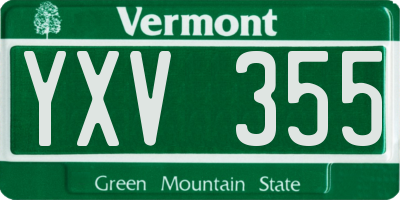VT license plate YXV355