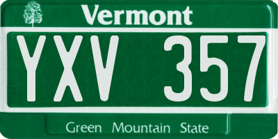 VT license plate YXV357