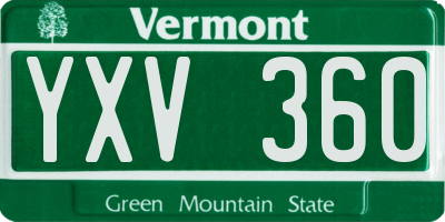 VT license plate YXV360