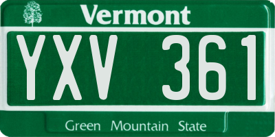 VT license plate YXV361