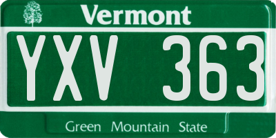 VT license plate YXV363