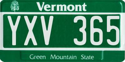 VT license plate YXV365