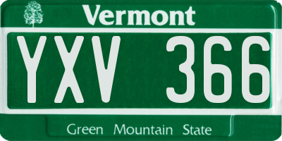 VT license plate YXV366