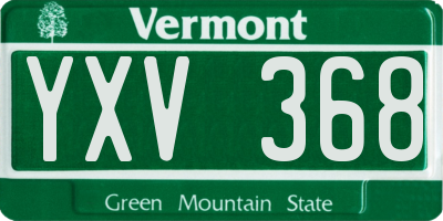 VT license plate YXV368
