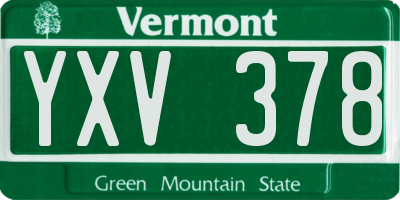 VT license plate YXV378