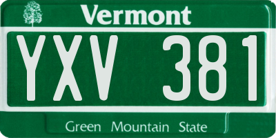VT license plate YXV381
