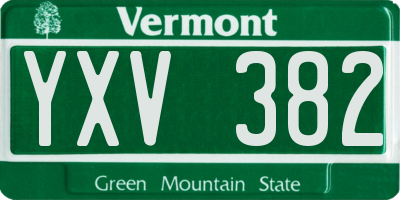 VT license plate YXV382