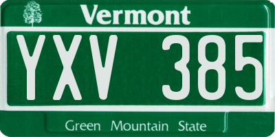 VT license plate YXV385